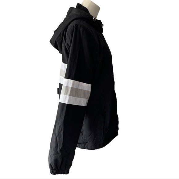 Tattoo black grey white  striped lined hooded spring fall jacket - Picture 10 of 10